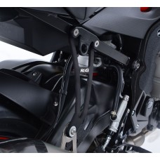 R&G Racing Exhaust Hanger & Left Hand Footrest Blanking Plate (kit) with Akrapovic Exhaust for BMW S1000R '17-'22